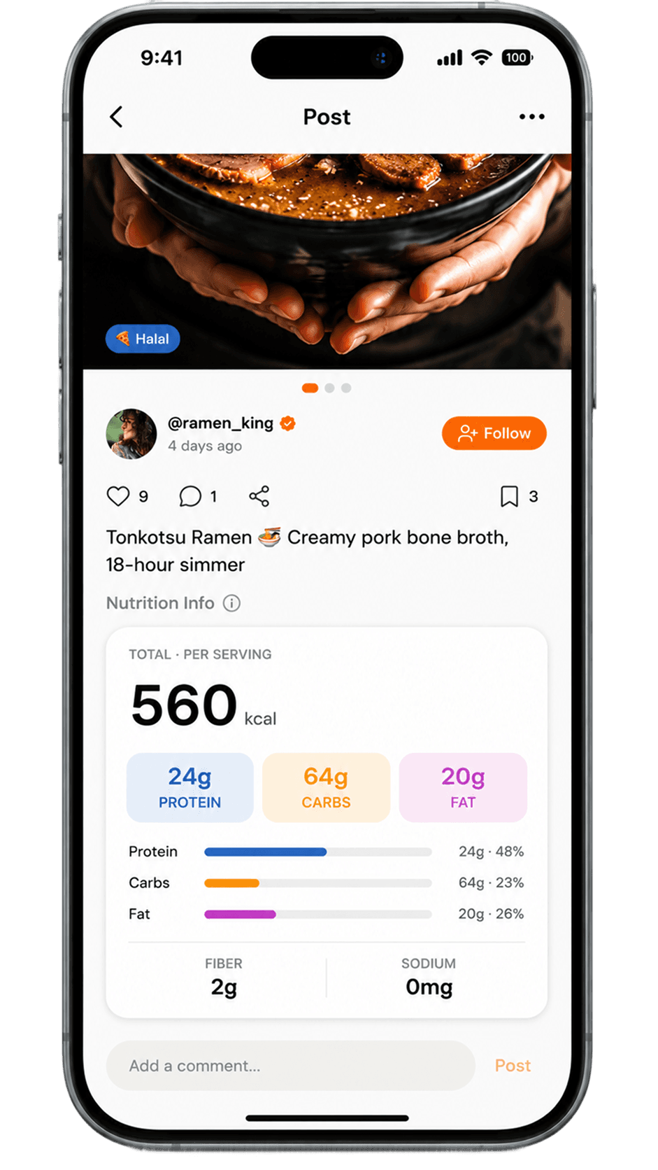 Nutio app showing AI nutrition results